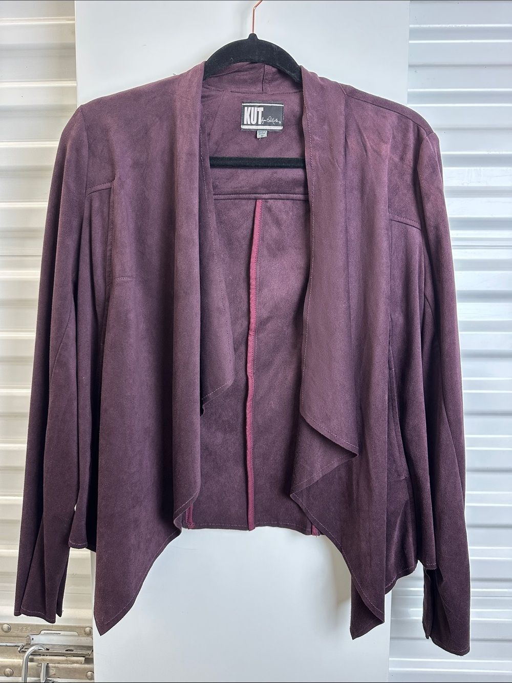 Kut from the Kloth Plum Open-Front Faux Suede Drape Jacket